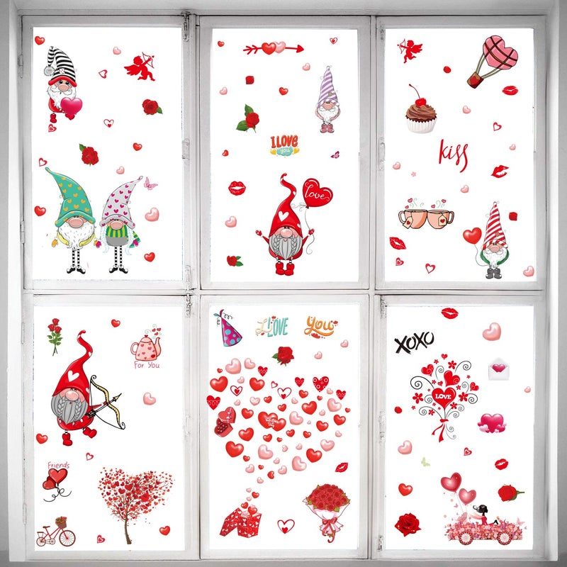 TrlaFy 149Pcs Valentine's Day Window Clings Decorations Heart Decal Party Ornaments Supplies 9 Sheets Removable Vinyl Window Sticker Decals for Home, Valentines Party, Wedding, Anniversary Decorations - Image 2