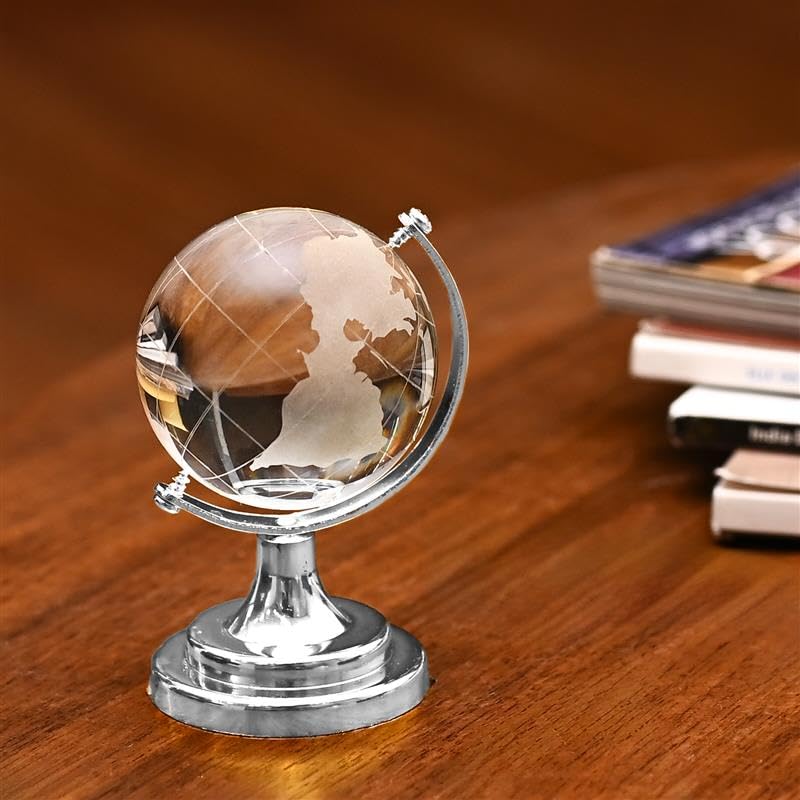 ZAICUS Crystal Ball Showpiece with Stand for Office Desk, Home Decor, Tabletop | Glass Sphere Gift for Boss, Friends, Students | Vastu Decorative Showpiece for Good Luck, Success & Positive Energy - Image 1