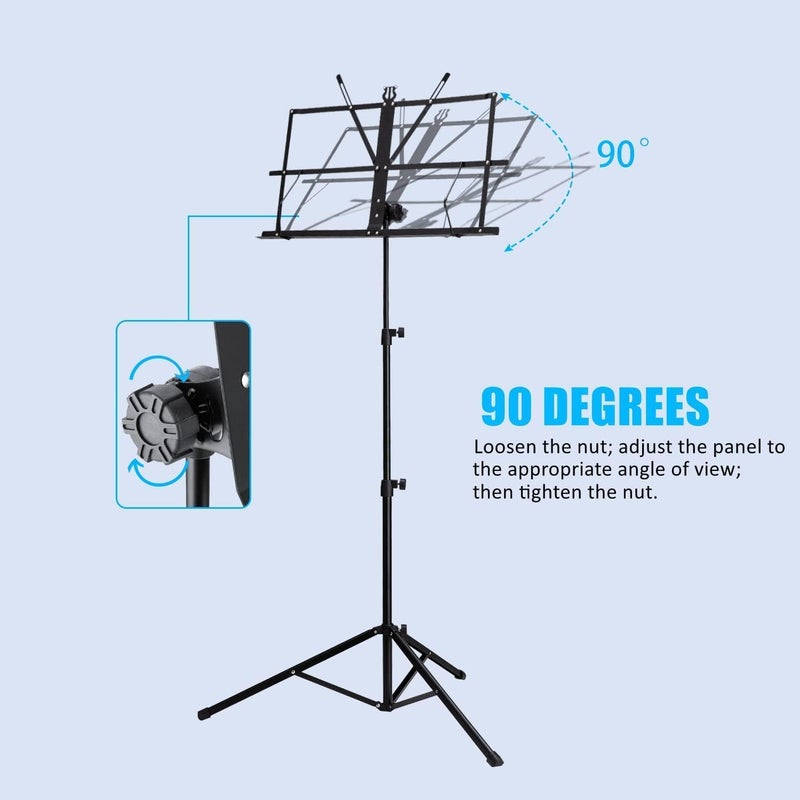 Loquat Folding Music Stand with Bag – Adjustable Height, Metal Music Stand for Practice  Performance - Image 3