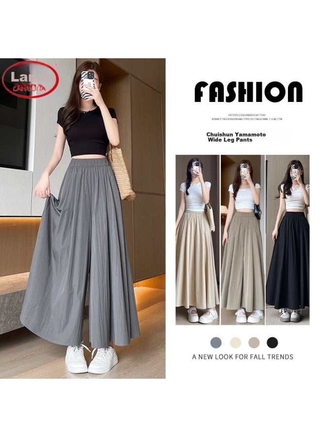 LANG SHA Langsha Yamamoto Skirt Pants Women Summer New Style Hanging High Waist Slim Casual Ice Silk Thin Wide Leg Pants Skirt - Image 4