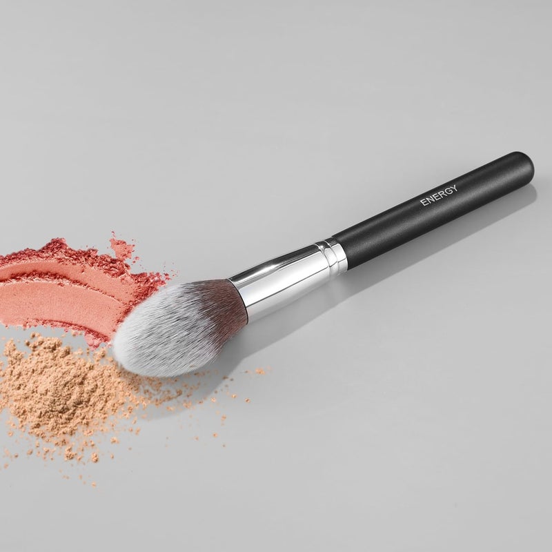 ENERGY Blush Brush for Makeup Cheeks Tapered Highlighter Face Makeup Brush For Loose,Cream,Minerals or Pressed Blusher Contour Bronzer Setting Powders Fluffy Large Powder Brush Vegan Synthetic Black - Image 3