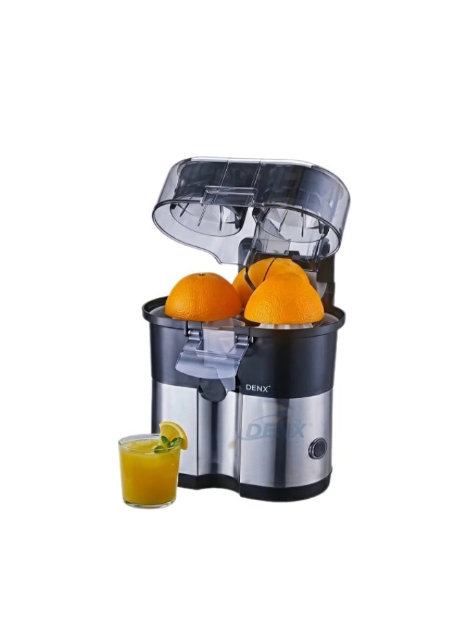 DENX DX3238 عصارة حمضيات كهربائية 380 مل، قدرة 100 واط لعصر البرتقال والليمون، تصميم بمخروطين، عصارة أوتوماتيكية لتحضير المشروبات الطازجة