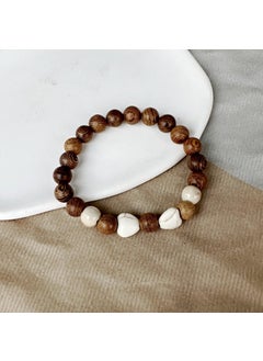 Ceramic Bone Bracelet Chinese Ethnic Style 17 wooden beads series A Love