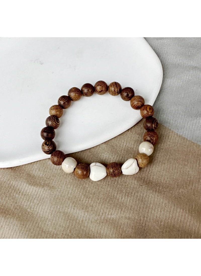 Generic - Ceramic Bone Bracelet Chinese Ethnic Style 17 wooden beads series A Love - Image 1