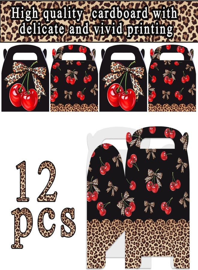 umoni Leopard Print Cherry Favor Box Cheetah Cherry Party Supplies 12Pcs Cheetah Print Bow Treat Box Leopard Themed Gift Boxes for Girls Women Jungle Animal Print Bachelorette Bridal Shower Decor - Image 4
