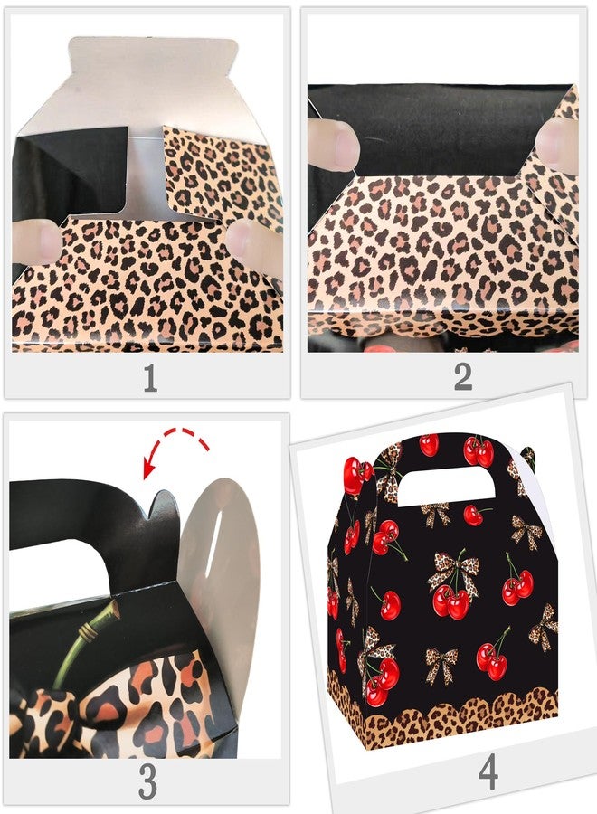 umoni Leopard Print Cherry Favor Box Cheetah Cherry Party Supplies 12Pcs Cheetah Print Bow Treat Box Leopard Themed Gift Boxes for Girls Women Jungle Animal Print Bachelorette Bridal Shower Decor - Image 5