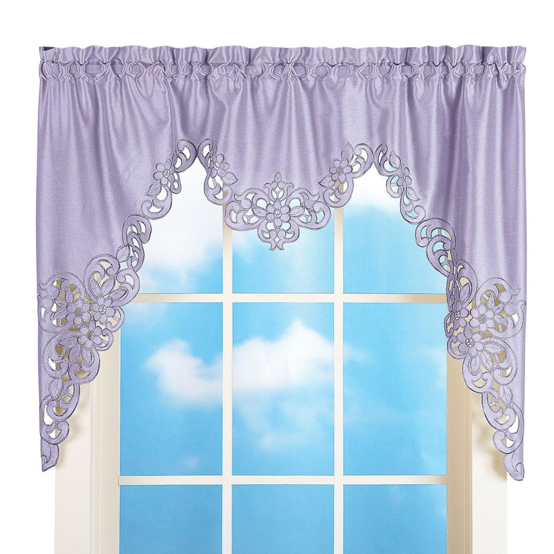 Collections Etc Elegant Scroll Window Valance Lavender 58" x 36" - Image 1