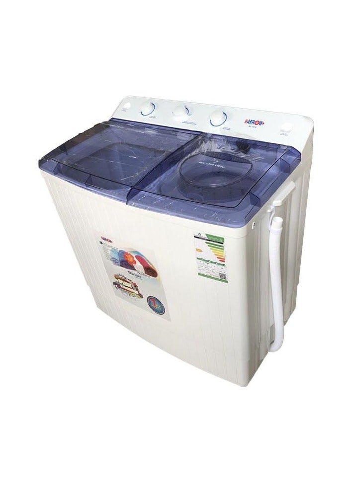 Arrow 12 KG Twin Tub Semi-Automatic Washing Machine, 7 KG Spin Capacity, 480W Washing Power, 15-Minute Washer Timer, White Color | Model No: RO-12TTB  - Image 1