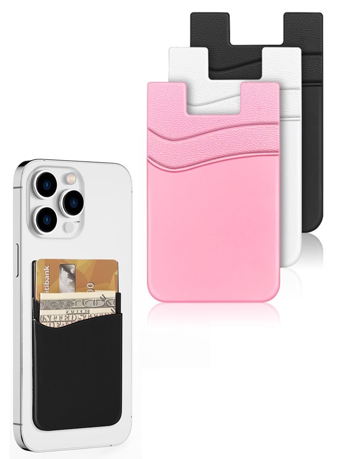 3Pcs Double Silicone Phone Card Holder Stick On Wallet Pocket for Smartphone Case - Image 1