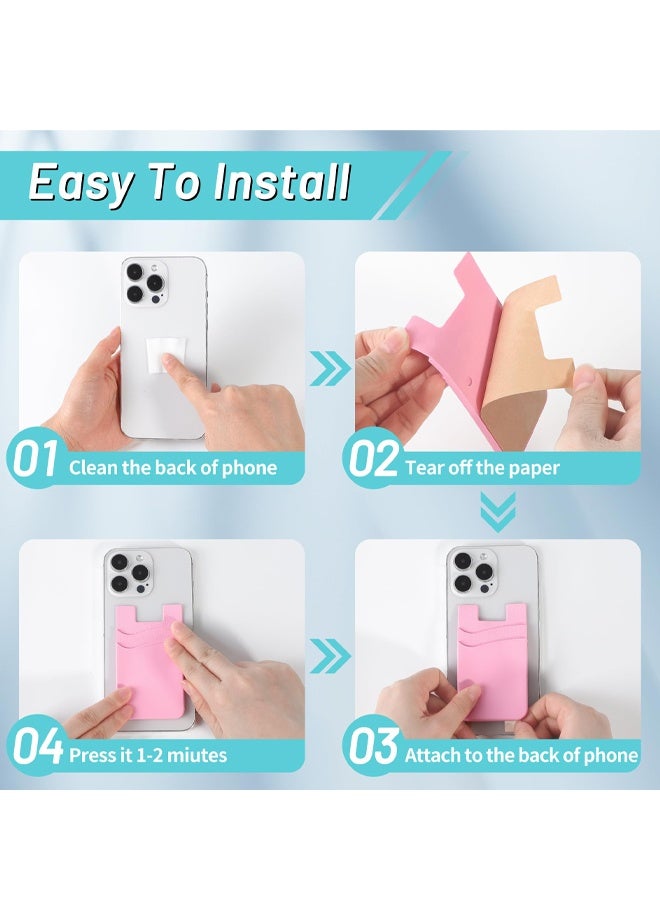 3Pcs Double Silicone Phone Card Holder Stick On Wallet Pocket for Smartphone Case - Image 3