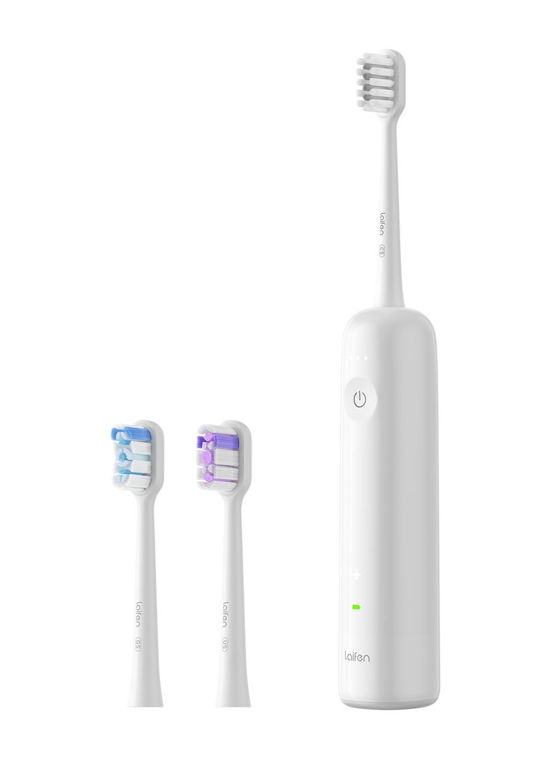 Laifen Wave Electric Toothbrush, Oscillation And Vibration Sonic for Adults with 3 Brush Heads, IPX7 Waterproof Magnetic Rechargeable Travel Powered - ABS White  - Image 2