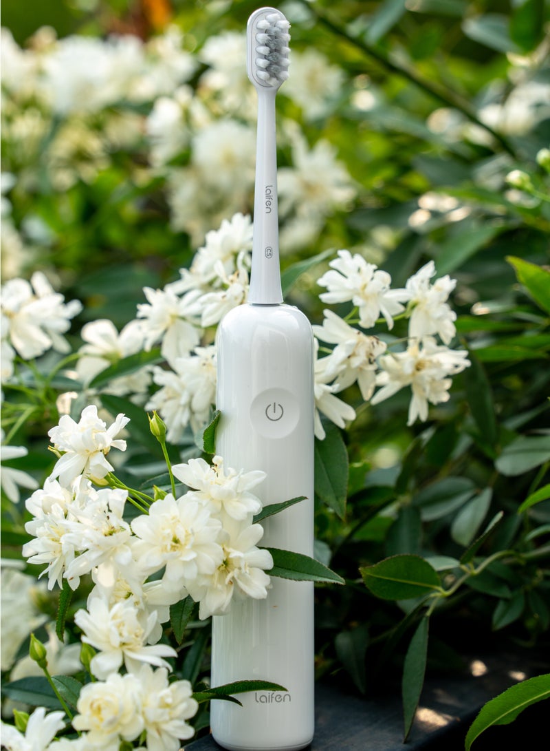 Laifen Wave Electric Toothbrush, Oscillation And Vibration Sonic for Adults with 3 Brush Heads, IPX7 Waterproof Magnetic Rechargeable Travel Powered - ABS White  - Image 4