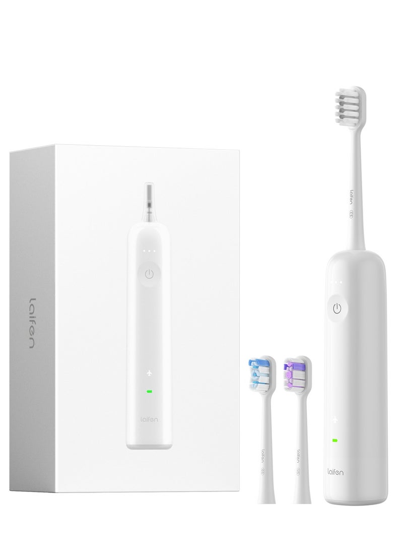Laifen Wave Electric Toothbrush, Oscillation And Vibration Sonic for Adults with 3 Brush Heads, IPX7 Waterproof Magnetic Rechargeable Travel Powered - ABS White  - Image 3