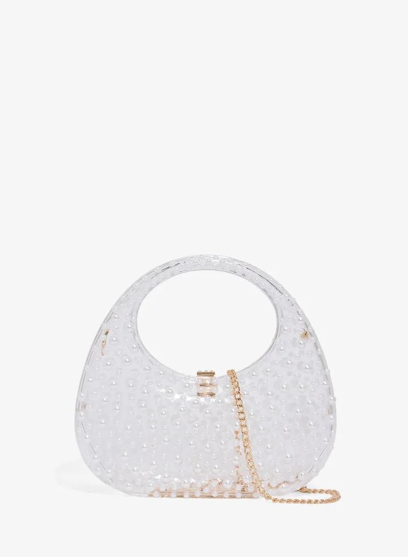 Namshi x Glass Like Pearl Embellished Statement Bag