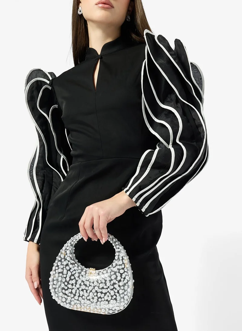 Namshi x Glass Like Pearl Embellished Statement Bag