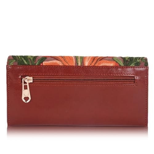 EVEDA Women Gorgeous Embrodeiry Clutch Ladies Party Wedding Purse Bag (Maroon) - Image 3