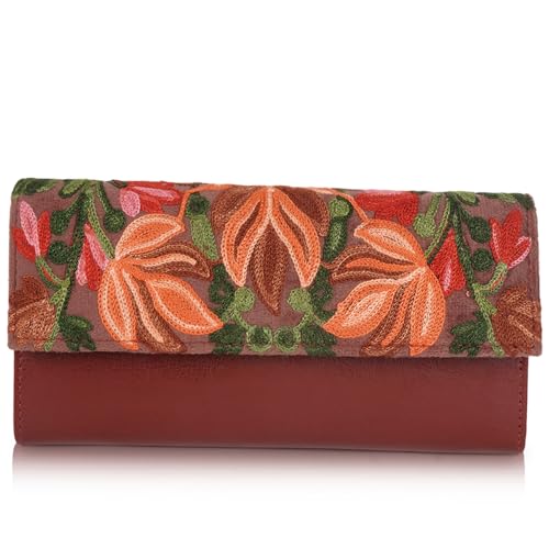 EVEDA Women Gorgeous Embrodeiry Clutch Ladies Party Wedding Purse Bag (Maroon) - Image 1
