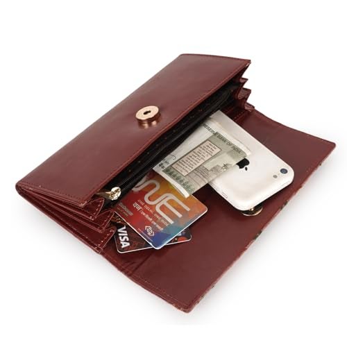 EVEDA Women Gorgeous Embrodeiry Clutch Ladies Party Wedding Purse Bag (Maroon) - Image 4