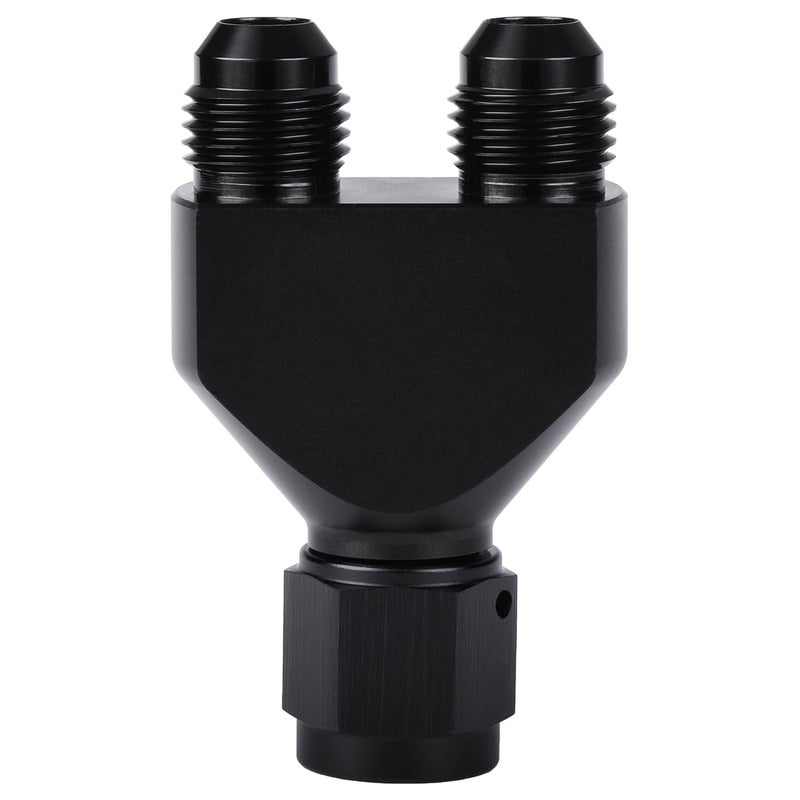 Podavelle 6AN Female to Parallel Dual 6AN Male Y Block Fuel Fitting Splitter Adapter Connector Aluminum Black - Image 2