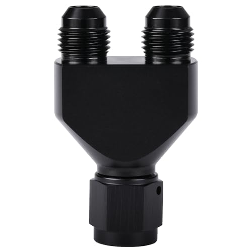 Podavelle 6AN Female to Parallel Dual 6AN Male Y Block Fuel Fitting Splitter Adapter Connector Aluminum Black - Image 1