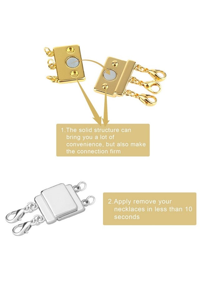 KINBOM 4Pcs Layered Necklace Clasps Layering Magnetic Necklace Detangler Jewelry Connectors Magnetic Necklace Separator For Layering Jewelry Diy (2/3 Strands Silver And Golden) - Image 4