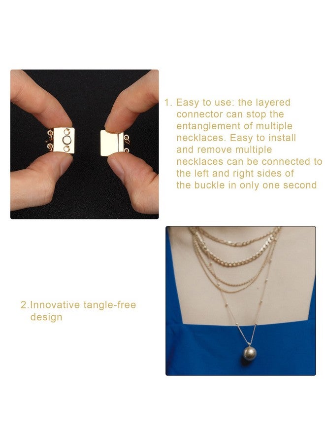 KINBOM 4Pcs Layered Necklace Clasps Layering Magnetic Necklace Detangler Jewelry Connectors Magnetic Necklace Separator For Layering Jewelry Diy (2/3 Strands Silver And Golden) - Image 5