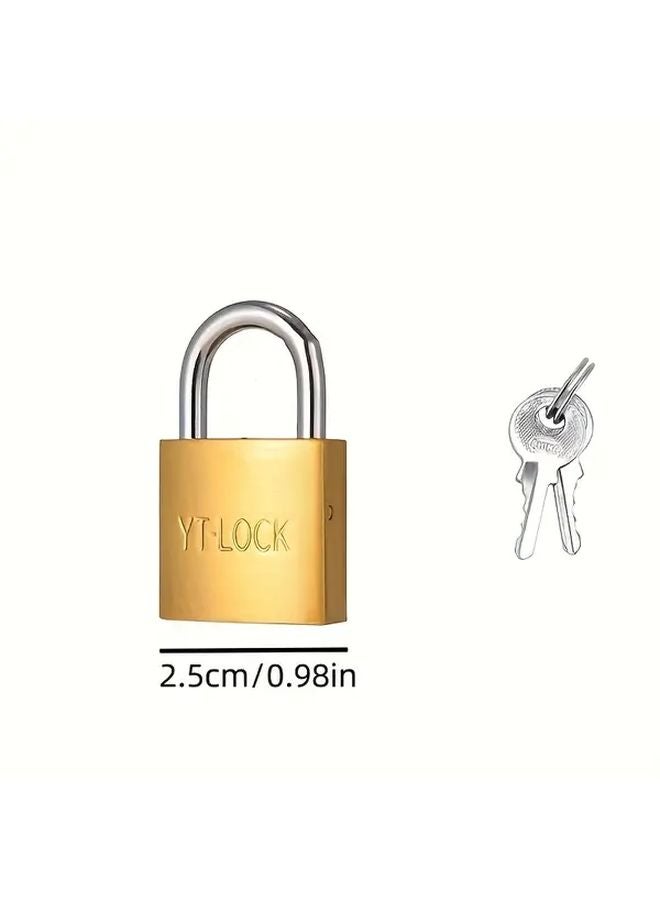 25mm Heavy Duty Iron Padlock With 2 Keys Golden Surface Secure Lock For Doors Fences - Image 1