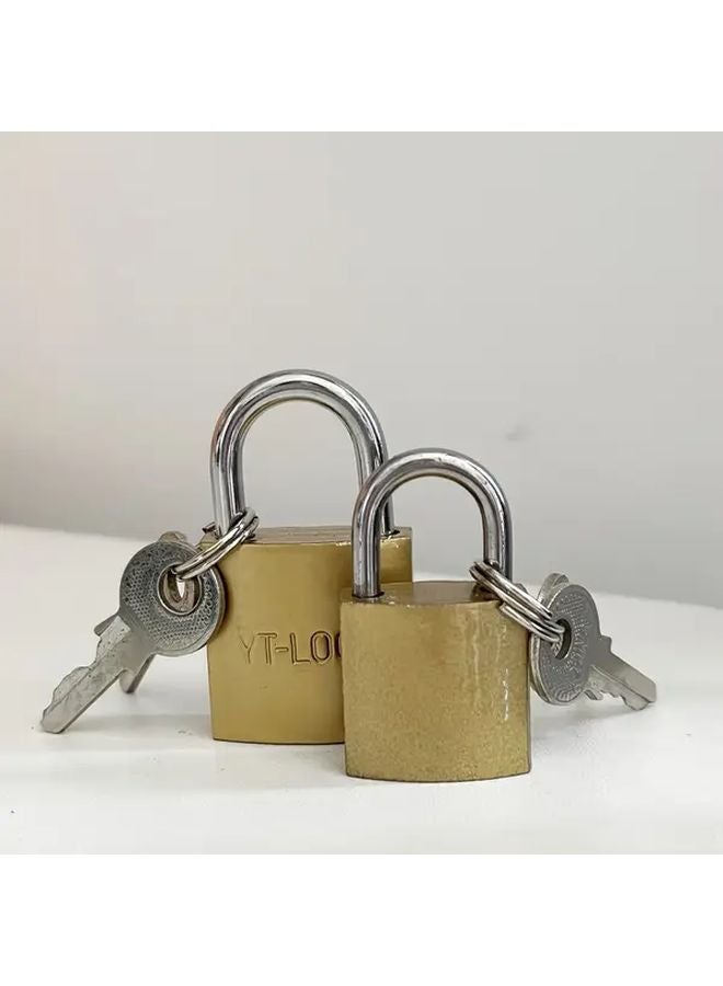 25mm Heavy Duty Iron Padlock With 2 Keys Golden Surface Secure Lock For Doors Fences - Image 2