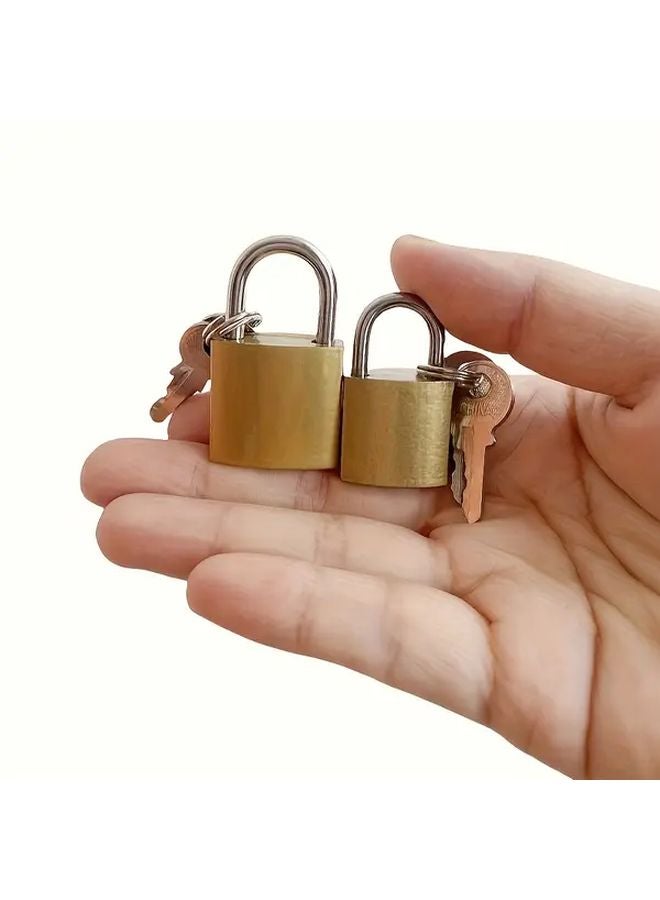 25mm Heavy Duty Iron Padlock With 2 Keys Golden Surface Secure Lock For Doors Fences - Image 3