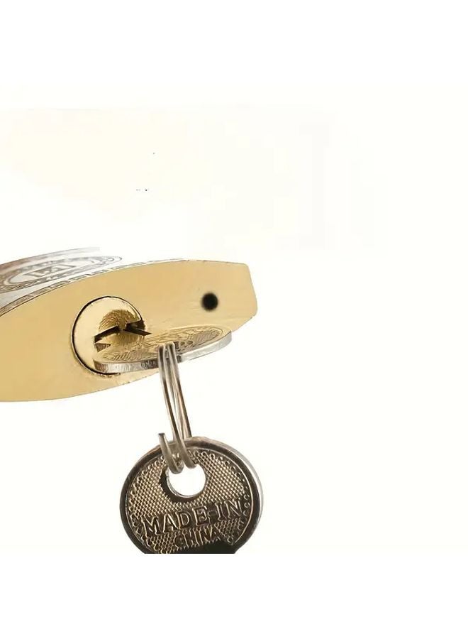 25mm Heavy Duty Iron Padlock With 2 Keys Golden Surface Secure Lock For Doors Fences - Image 4