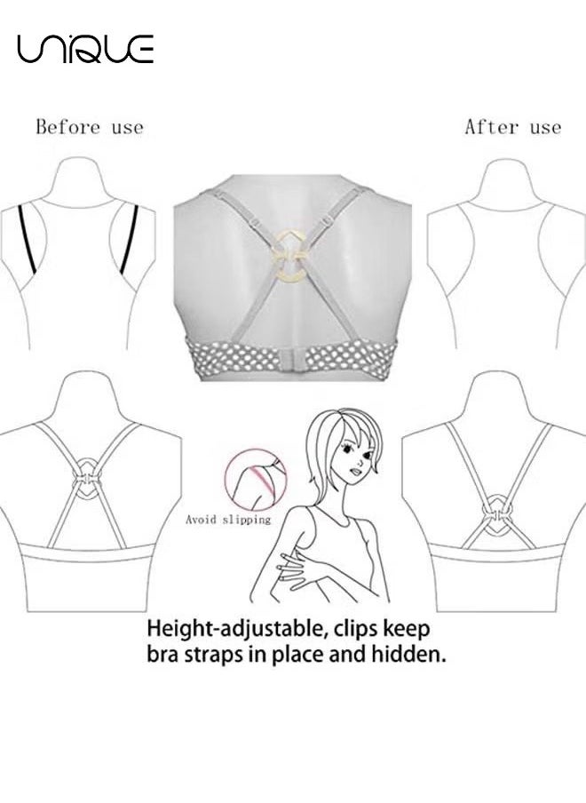 Unique - 12 Pcs Bra Strap Clips Conceal Bra Straps Bra Cross Back Clips Elastic Adjustable Non Slip Strap Holder for Ladies Women Girls - Image 1