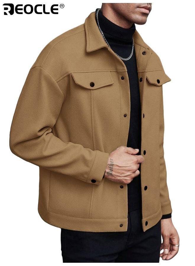 ريوكل سترة رجالية بياقة بطية وتصميم متعدد الاستخدامات معطف كاجوال للعمل بحماية من البرد لفصلي الخريف والشتاء بأسلوب رياضي - Image 4