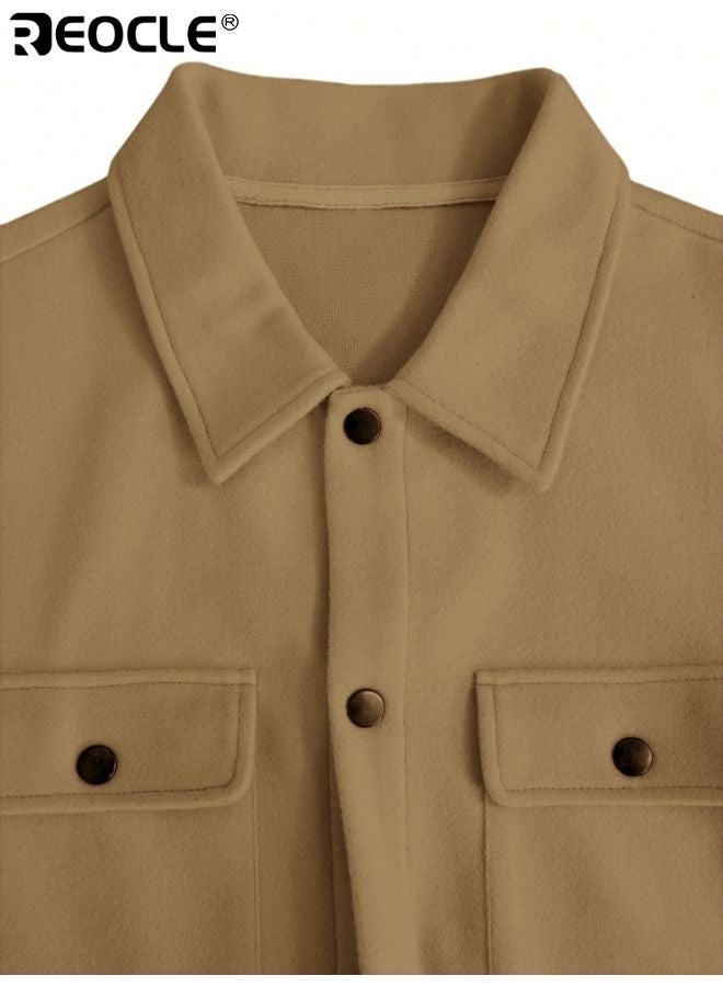 ريوكل سترة رجالية بياقة بطية وتصميم متعدد الاستخدامات معطف كاجوال للعمل بحماية من البرد لفصلي الخريف والشتاء بأسلوب رياضي - Image 5