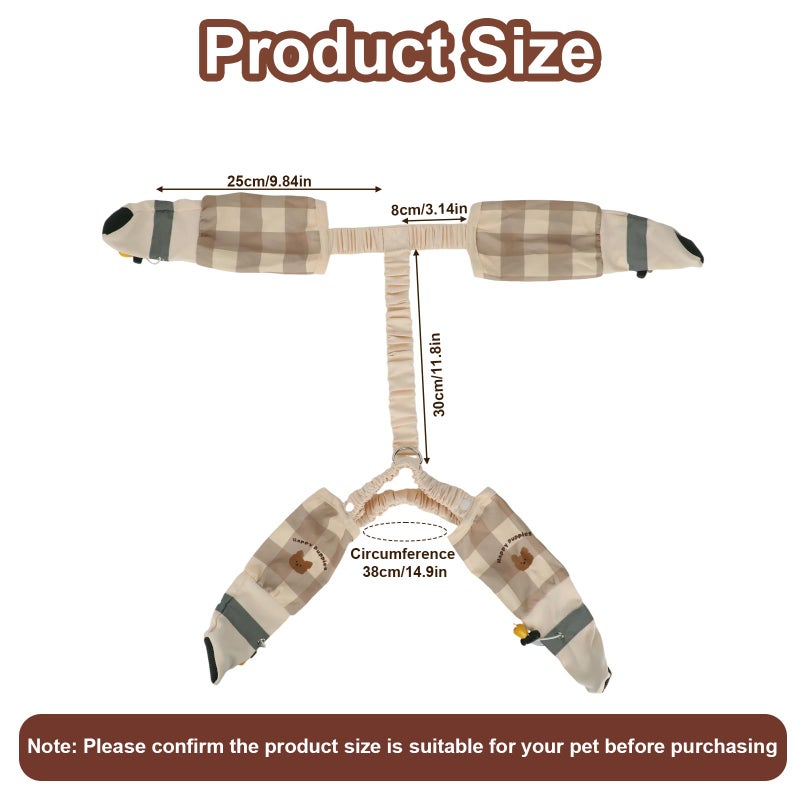 Penitue Anti-Dirt Pants for Small Dogs, Waterproof Dog Pants Dust Free Full-Leg Protective Dog Suspender Rain Boots Leggings Anti-Slip Paw Protector Shoes for 6-11 lbs Pets Outdoor Hiking Walking (Plaid) - Image 2