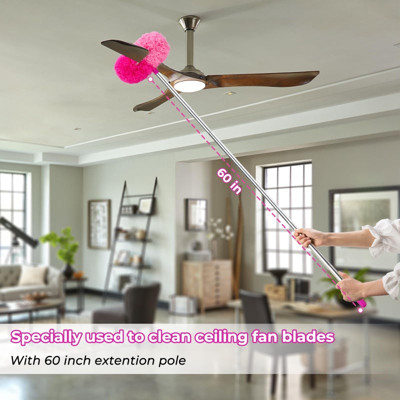 CALBEAU Ceiling Fan Cleaner Duster with 60 inch Extension Pole, Dusters for Cleaning High Ceiling Fan Blades, Dusters Kit with Storage Bag, Cleaning Tools for Families (13pcs) - Image 2