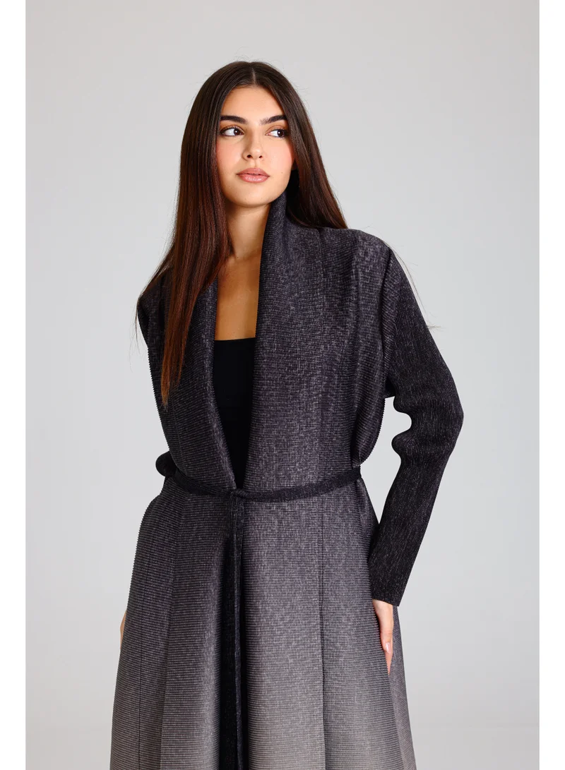 IKKXA Ombre Colored Mid Belted Abaya ABY1177 Grey