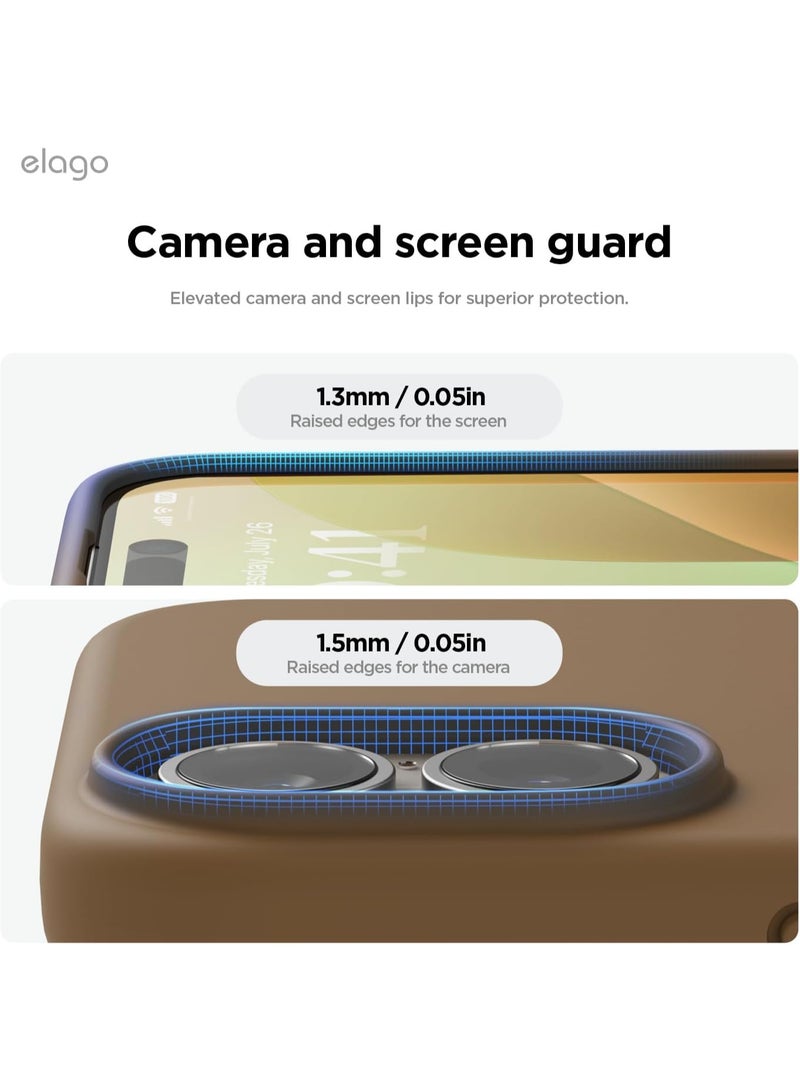 Elago Liquid Silicone for iPhone 16 Case Cover Full Body Protection, Shockproof, Slim, Anti-Scratch Soft Microfiber Lining - Brown - Image 5