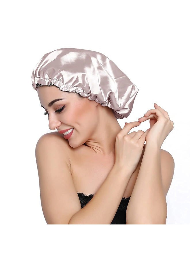 ELIHAIR Stain Bonnet Silk Sleep Cap Adjustable Satin Cap for Night Sleeping Hair Bonnet Reversible Double Layer Champagne/Grey - Image 5