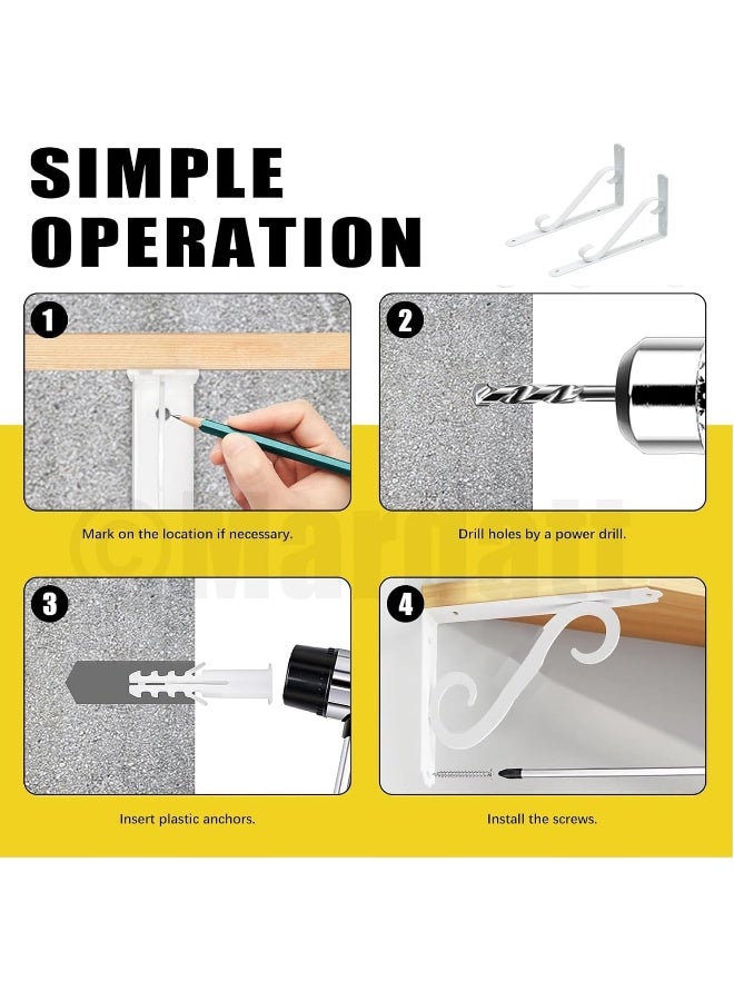 Biella 2Pcs Decorative Wall Mounted Scaffold Board Shelf BracketsRight Angle L-Shape Shelf Support Brackets For Living Room Bedroom Office 20.70X11.50 Cm - Image 4