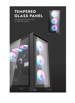 aigo Darkflash DRX70 Glass ATX/M-ATX/Mini-ITX Gaming PC Case with Pre- Installed 4*120mm ARGB Fans,  Magnetic Detachable Front Tempered Glass panel, Supports 280mm Radiators, USB 3.0, 7 PCI Slots  - Image 3