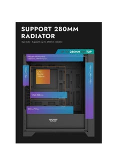 aigo Darkflash DRX70 Glass ATX/M-ATX/Mini-ITX Gaming PC Case with Pre- Installed 4*120mm ARGB Fans,  Magnetic Detachable Front Tempered Glass panel, Supports 280mm Radiators, USB 3.0, 7 PCI Slots  - Image 5