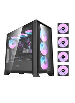 aigo Darkflash DRX70 Glass ATX/M-ATX/Mini-ITX Gaming PC Case with Pre- Installed 4*120mm ARGB Fans,  Magnetic Detachable Front Tempered Glass panel, Supports 280mm Radiators, USB 3.0, 7 PCI Slots  - Image 1