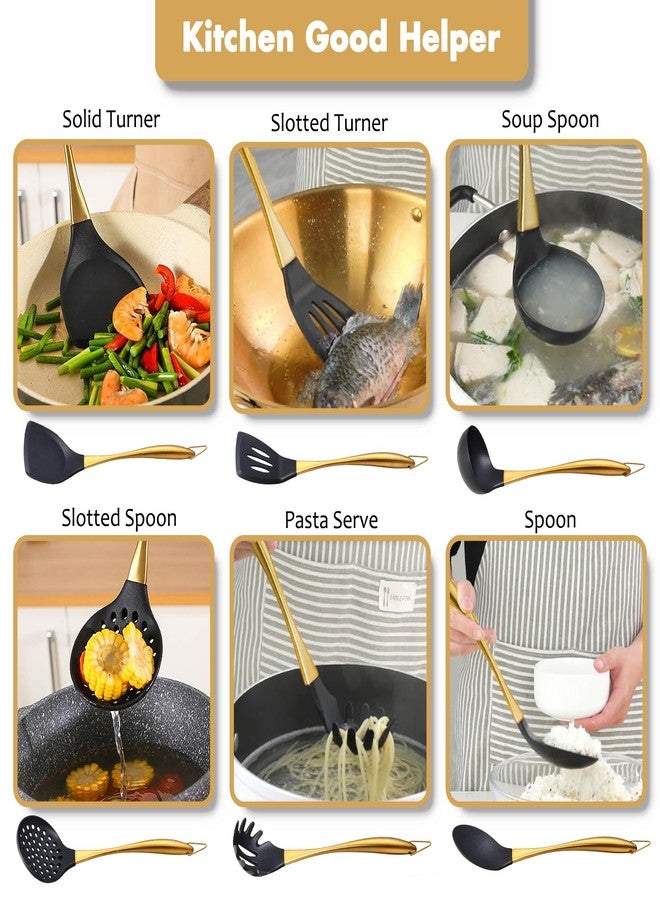 Blithely 9Pcs Kitchen Utensil Set with Stainless Steel Handle (Gold) - Image 3