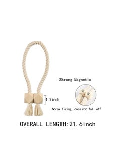 The Bros 4 Pack Strong Magnetic Curtain Tiebacks Beige Curtain Holdbacks Outdoor Curtain Tiebacks Cotton Hand Woven Tie Backs Drapery Holdbacks Curtain Ties for Drapes (Beige, 4)  - Image 5