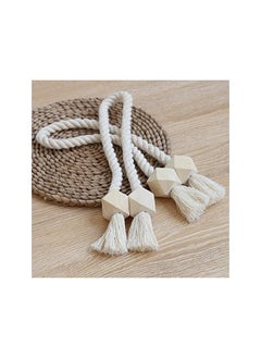 The Bros 4 Pack Strong Magnetic Curtain Tiebacks Beige Curtain Holdbacks Outdoor Curtain Tiebacks Cotton Hand Woven Tie Backs Drapery Holdbacks Curtain Ties for Drapes (Beige, 4)  - Image 3