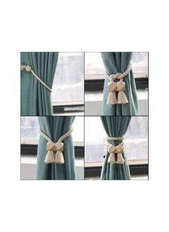 The Bros 4 Pack Strong Magnetic Curtain Tiebacks Beige Curtain Holdbacks Outdoor Curtain Tiebacks Cotton Hand Woven Tie Backs Drapery Holdbacks Curtain Ties for Drapes (Beige, 4)  - Image 4