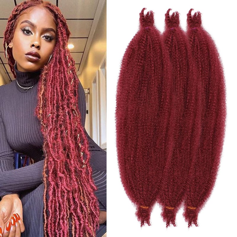ZRQ 8 Packs Wine Red Springy Afro Twist Hair For Distressed Butterfly Locs 30 Inch Marley Braiding Hair PreSeparated Spring Twist Synthetic Hair Extension For Women 8 StrandsPack BUG