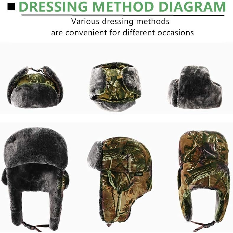 UOUDIO Camouflage Winter Bomber Trapper Hats Ushanka -Men Women Russian Trooper Ear Flaps Ski Snow Cold Weather Fur Mens Caps - Image 2