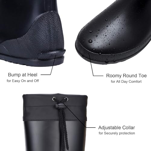 Asgard Women's Mid Calf Rain Boots Collar Gardening Boots Ultra Lightweight Portable Garden Shoes Black 39 (Size 8-8.5) - Image 3