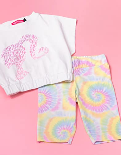 Barbie T-Shirt With Cycle Shorts Set Girls Kids Logo Tie Dye Outfit 3-4 Years - Image 3